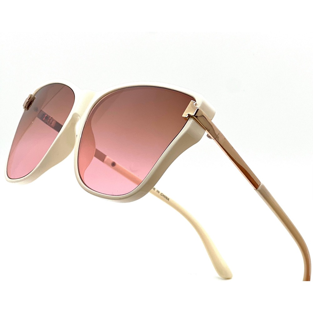 Women Sunglasses Designer Fashion OVersized Beige Frame Pink Lens Lentes Gafas‎